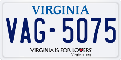 VA license plate VAG5075