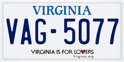 VA license plate VAG5077