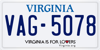 VA license plate VAG5078