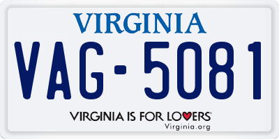 VA license plate VAG5081