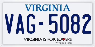 VA license plate VAG5082