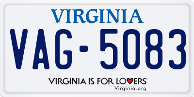 VA license plate VAG5083