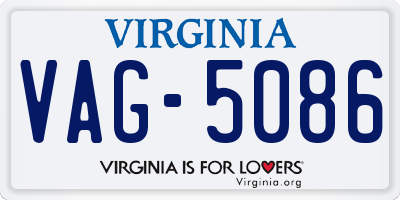 VA license plate VAG5086