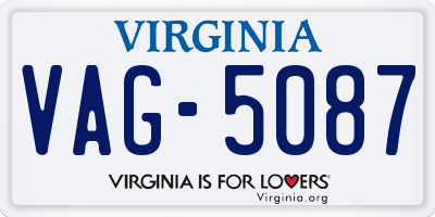 VA license plate VAG5087