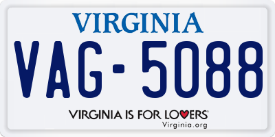VA license plate VAG5088