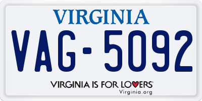 VA license plate VAG5092