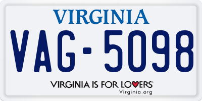 VA license plate VAG5098