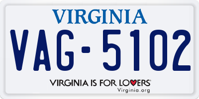 VA license plate VAG5102