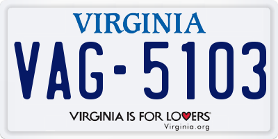 VA license plate VAG5103