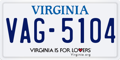 VA license plate VAG5104