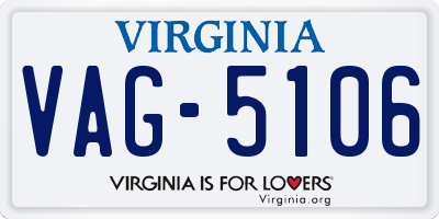 VA license plate VAG5106