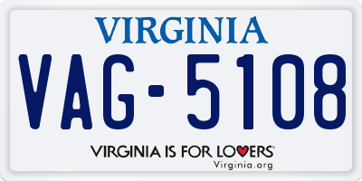 VA license plate VAG5108