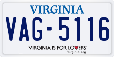 VA license plate VAG5116