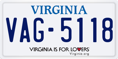 VA license plate VAG5118