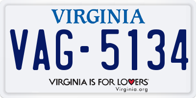 VA license plate VAG5134