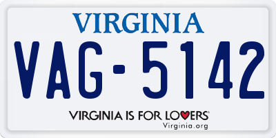 VA license plate VAG5142