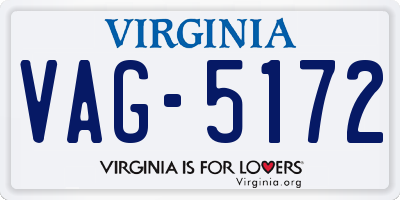 VA license plate VAG5172