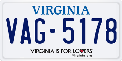 VA license plate VAG5178
