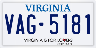 VA license plate VAG5181