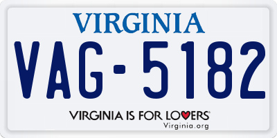 VA license plate VAG5182