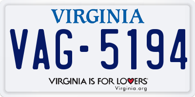 VA license plate VAG5194