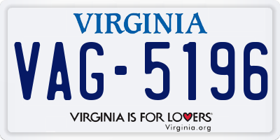 VA license plate VAG5196