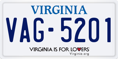 VA license plate VAG5201