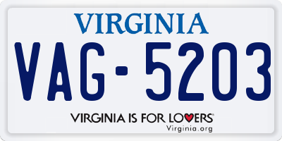 VA license plate VAG5203