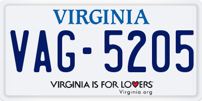 VA license plate VAG5205