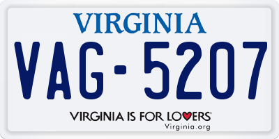 VA license plate VAG5207