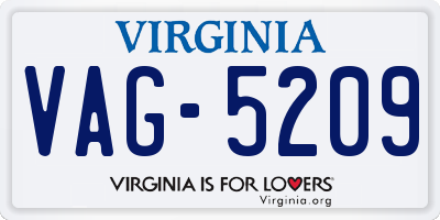 VA license plate VAG5209