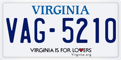 VA license plate VAG5210