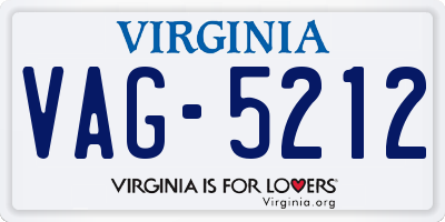 VA license plate VAG5212
