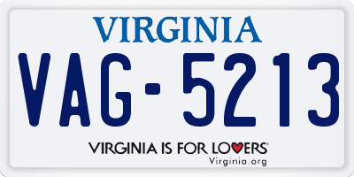VA license plate VAG5213