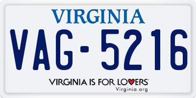 VA license plate VAG5216