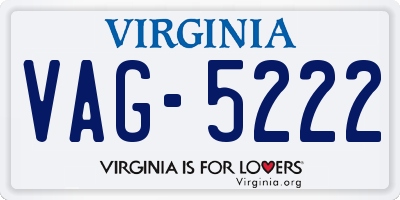 VA license plate VAG5222