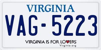 VA license plate VAG5223