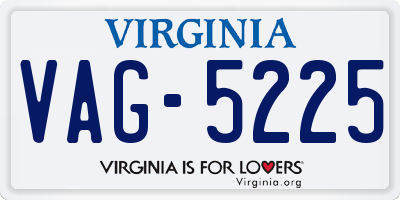 VA license plate VAG5225