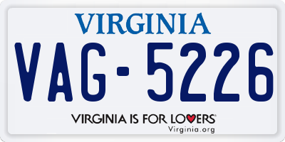 VA license plate VAG5226