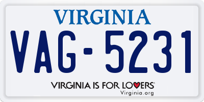 VA license plate VAG5231