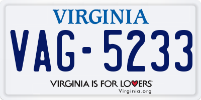 VA license plate VAG5233