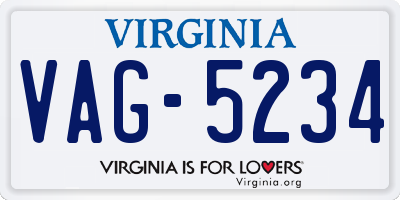 VA license plate VAG5234