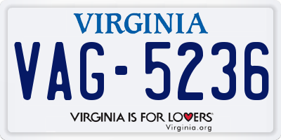 VA license plate VAG5236