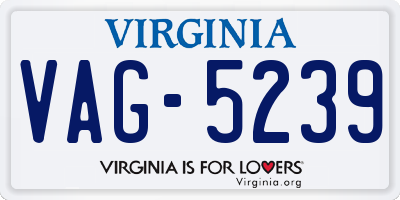 VA license plate VAG5239