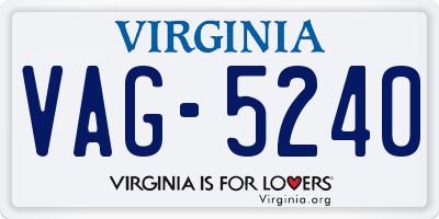 VA license plate VAG5240