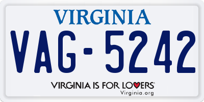 VA license plate VAG5242