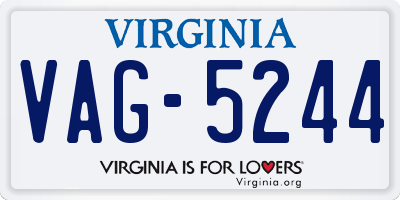 VA license plate VAG5244
