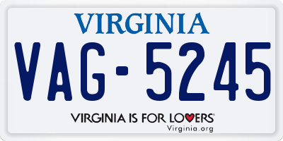 VA license plate VAG5245