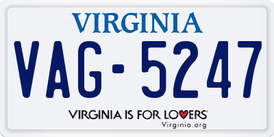 VA license plate VAG5247