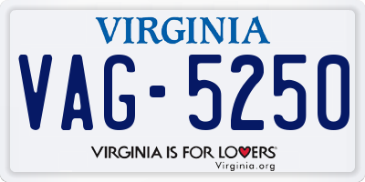 VA license plate VAG5250